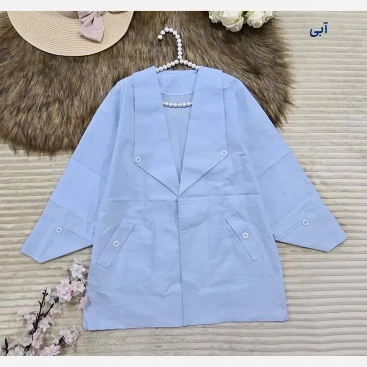 مانتو کتی لنین یقه انگلیسی فری سایز مناسب تا 48