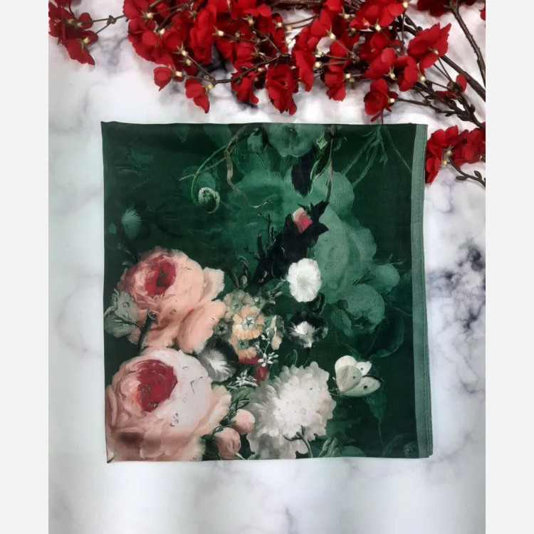 روسری نخ کاستوم طرح صبا قواره بزرگ 140x140 دور دوخت