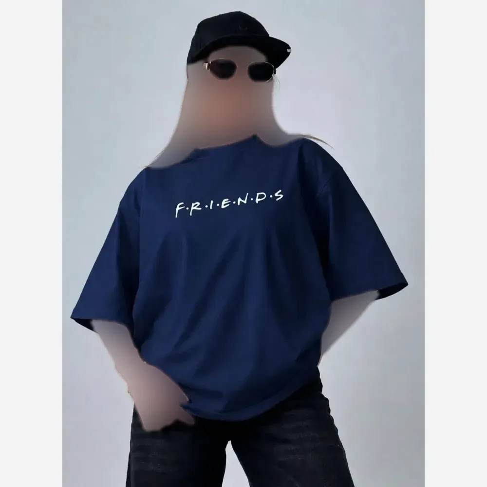 تیشرت باکسی پنبه سوپر مدل یگانه طرح friends فری سایز