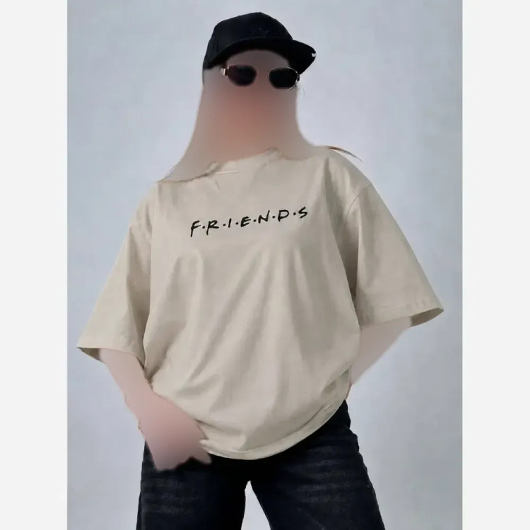 تیشرت باکسی پنبه سوپر مدل یگانه طرح friends فری سایز