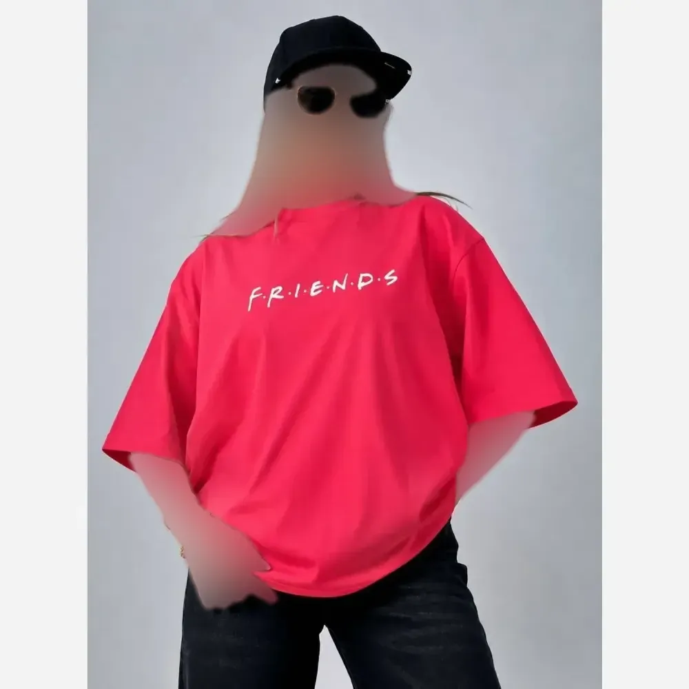 تیشرت باکسی پنبه سوپر مدل یگانه طرح friends فری سایز