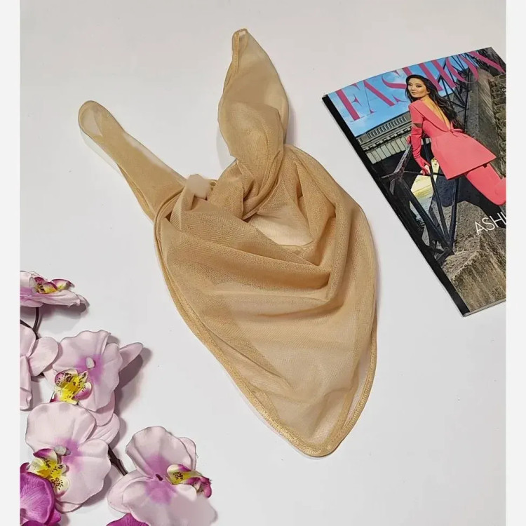مینی اسکارف توری ساده ابعاد 70 در 70 رنگ مشکی سفید کرم