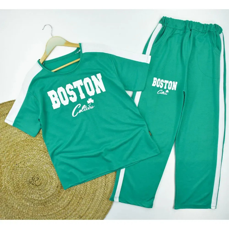 ست تیشرت و شلوار زنانه طرح BOSTON کد 11740 فری سایز