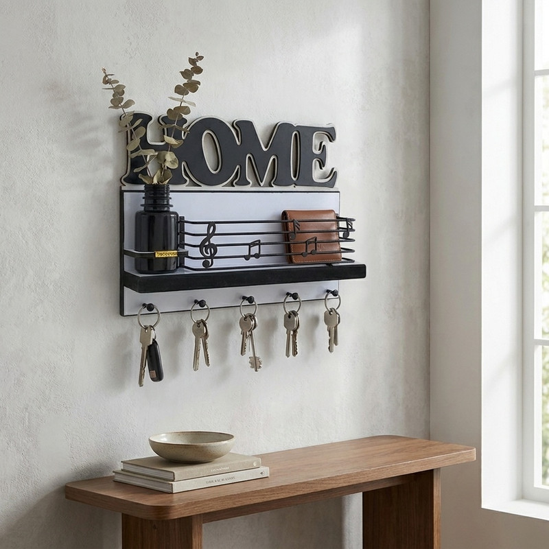 جاکلیدی دیواری چوبی پتیکو مدل HOME
