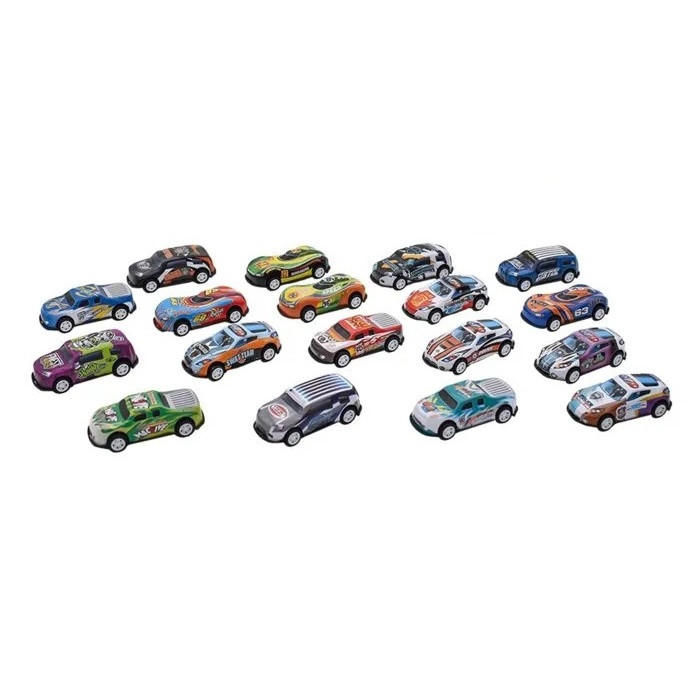 ست ماشین بازی مدل Alloy Car Series، مجموعه 18 عددی فلزی عقب‌کش با چرخ لاستیکی و مقیاس 1:64، همراه با جعبه فلزی