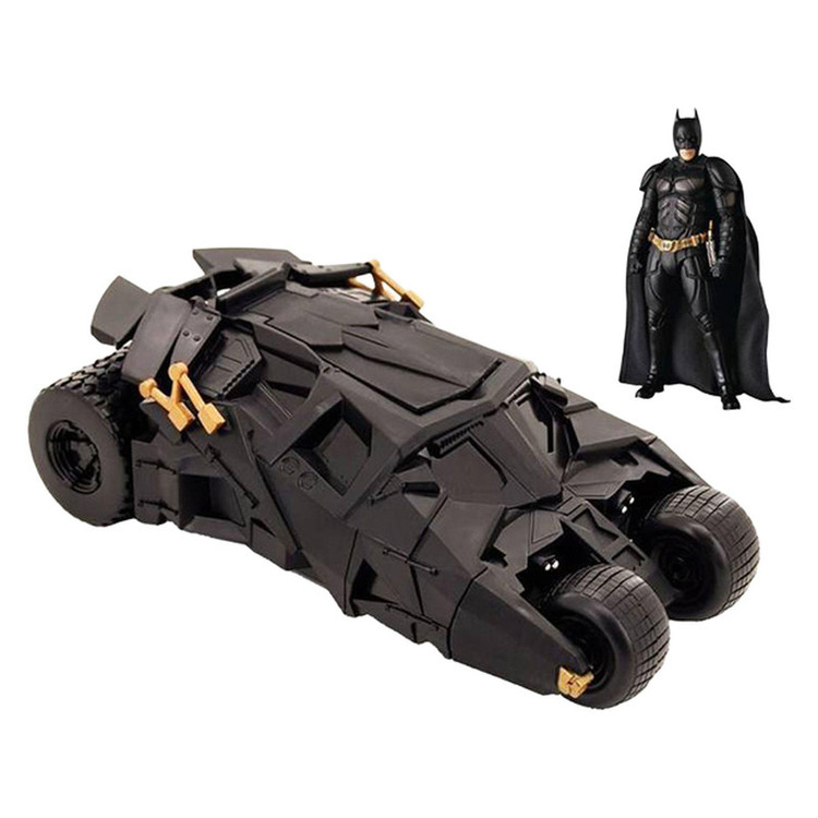 ماشین بازی فانتزی رساکو مدل batmobile with batman با بدنه پلاستیکی، الهامگرفته از نمونه واقعی، 6 چرخ و ابعاد 320x190x140 میلیمتر