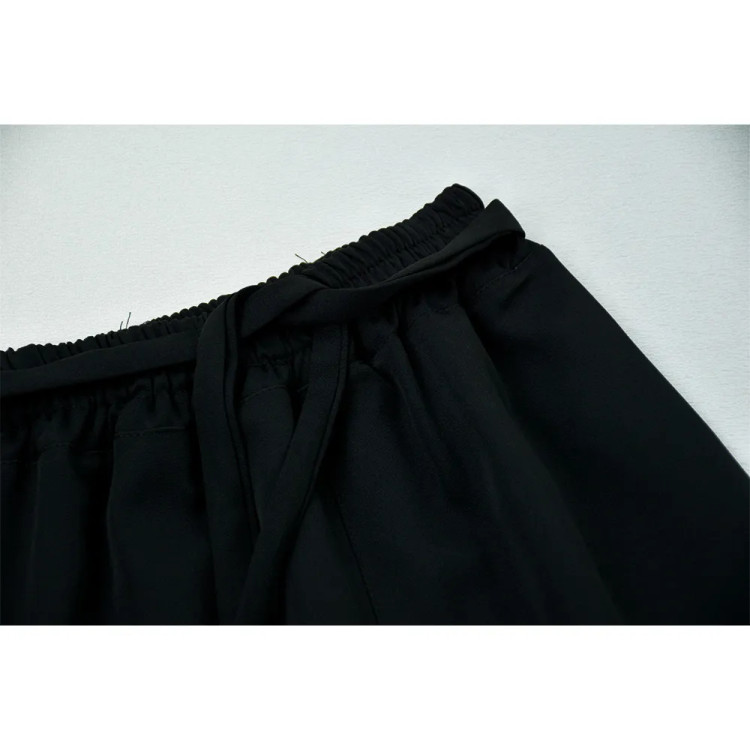 شلوار بگ دخترانه مشکی پارچه مازراتی 6 تا 11 سال