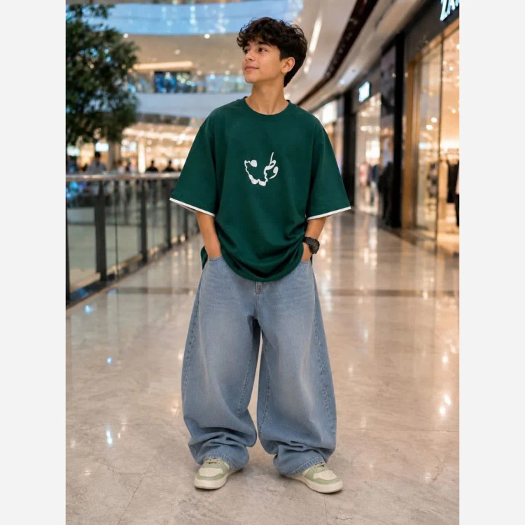 تیشرت تک اسپرت گلدوزی شده رنگ سبز سایز 50 تا 70