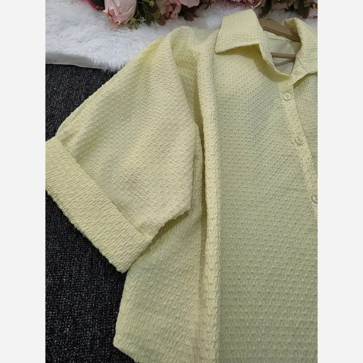شومیز آنیسا پفکی وارداتی فری سایز 38 تا 48 خنک و تابستانی