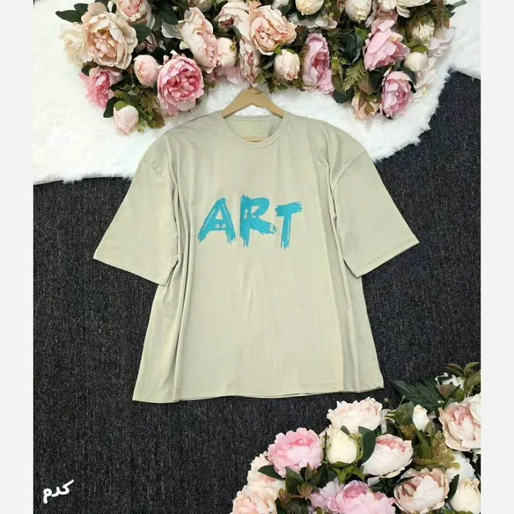 تیشرت باکسی پنبهای زنانه طرح ART اورسایز فری سایز