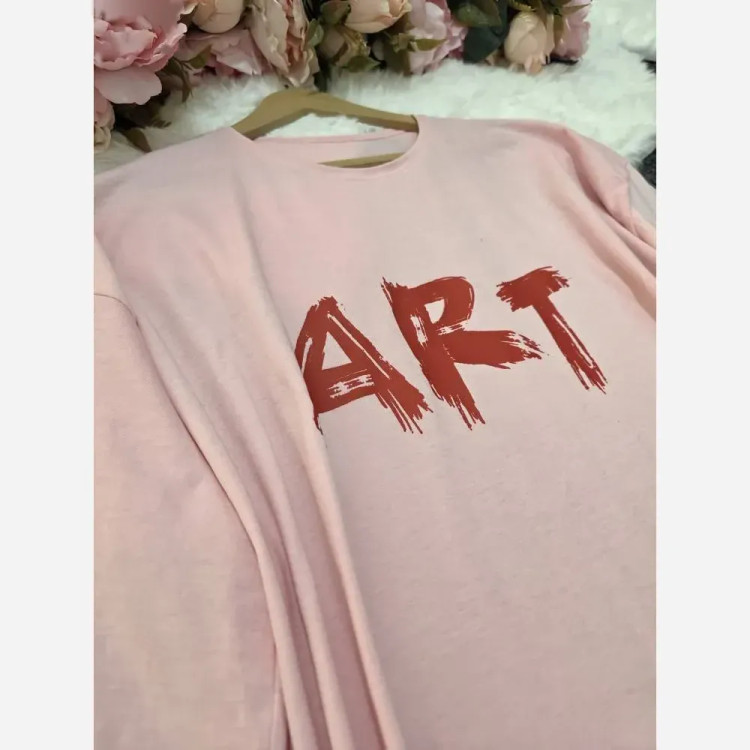 تیشرت باکسی پنبهای زنانه طرح ART اورسایز فری سایز