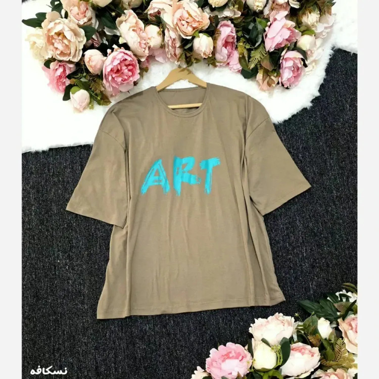 تیشرت باکسی پنبهای زنانه طرح ART اورسایز فری سایز