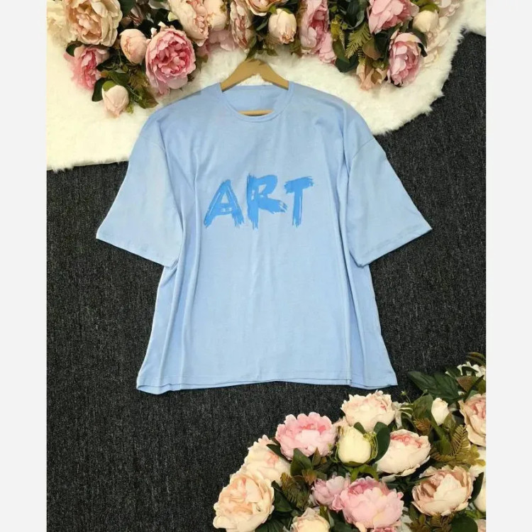 تیشرت باکسی پنبهای زنانه طرح ART اورسایز فری سایز
