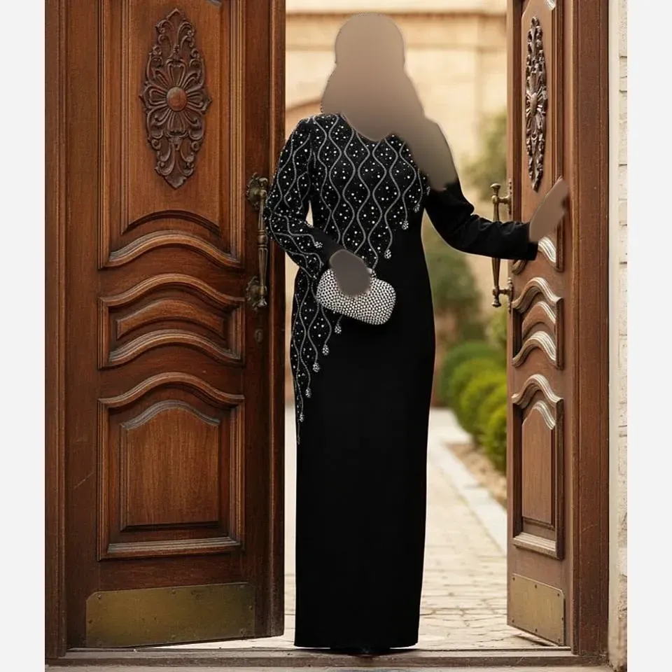 ماکسی مجلسی زنانه کرپ دالقیچ رنگ مشکی