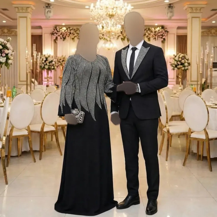 ماکسی مجلسی زنانه مدل نازنین جنس کرپ دالقیچ رنگ مشکی سایز نرمال