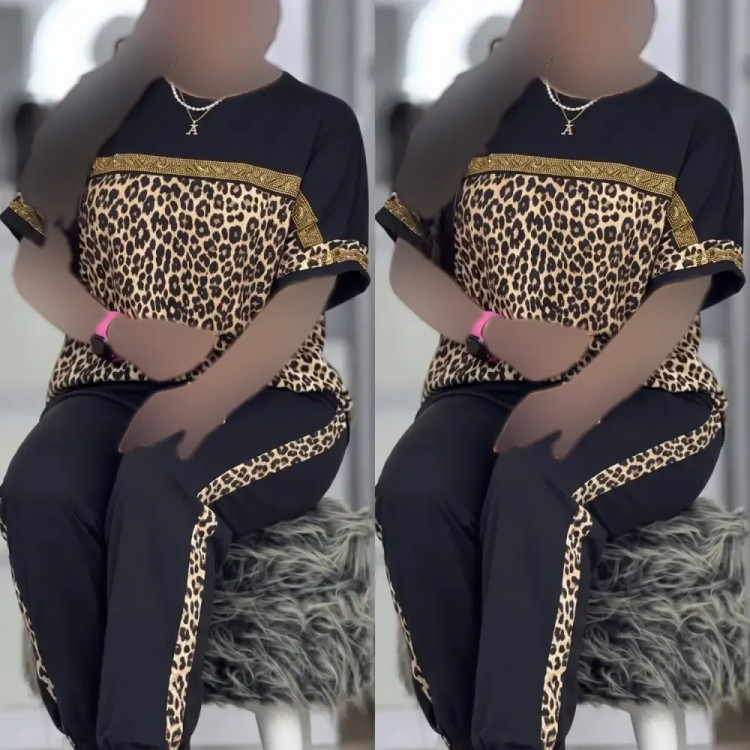 ست تیشرت و شلوار زنانه جنس ویسکوز الیزه کش فری سایز