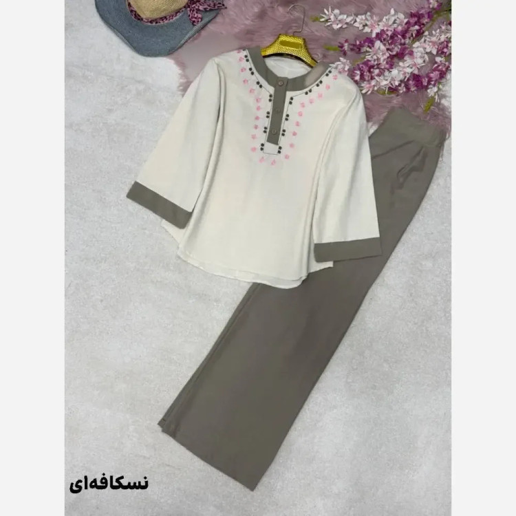 ست شومیز و شلوار لنین خاطره فری سایز 38 تا 44