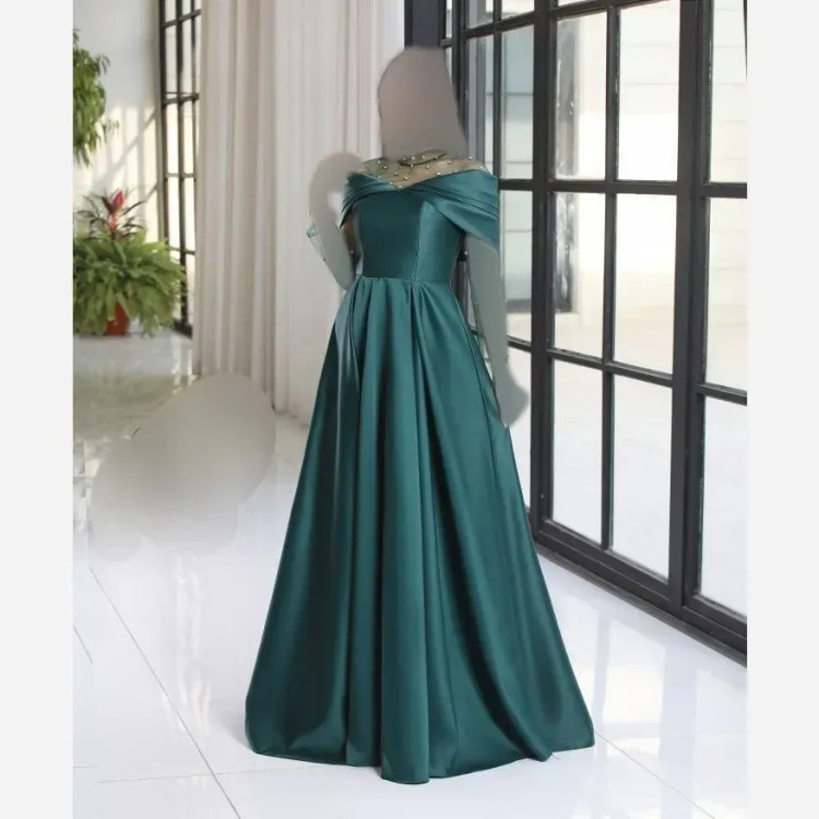 ماکسی مجلسی ساتن آمریکایی و تور نگیندوبی سایز 38 تا 50