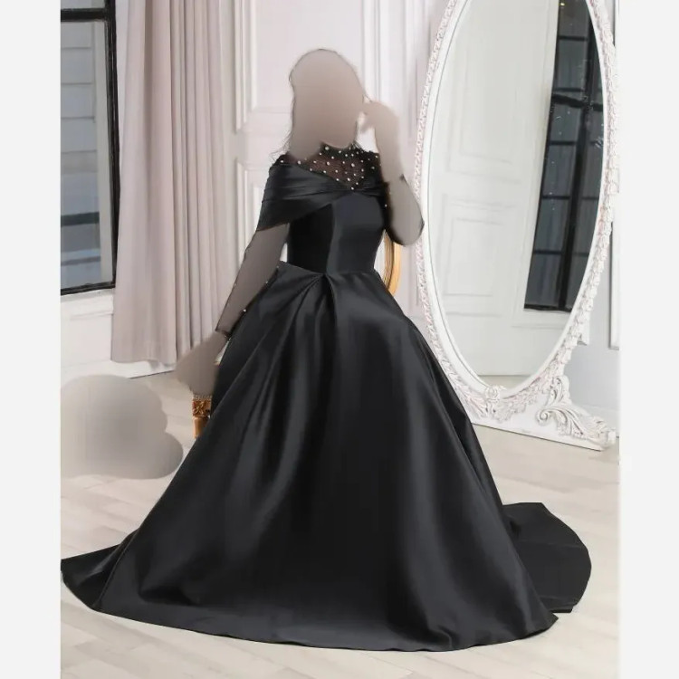 ماکسی مجلسی ساتن آمریکایی و تور نگیندوبی سایز 38 تا 50