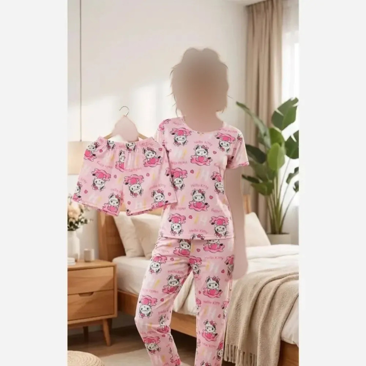 ست سه تیکه کیتی جنس گیاهی لطیف گرم بالا سایز فری 38 تا 48