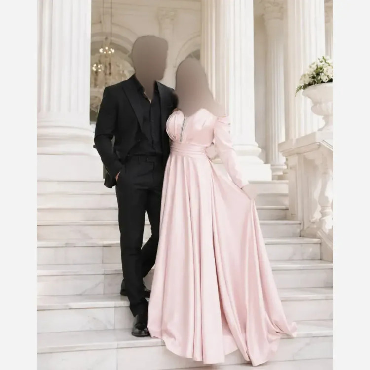 ماکسی مجلسی ساتن آمریکایی مدل ساتیا نگین دوزی شده سایز 36 تا 48