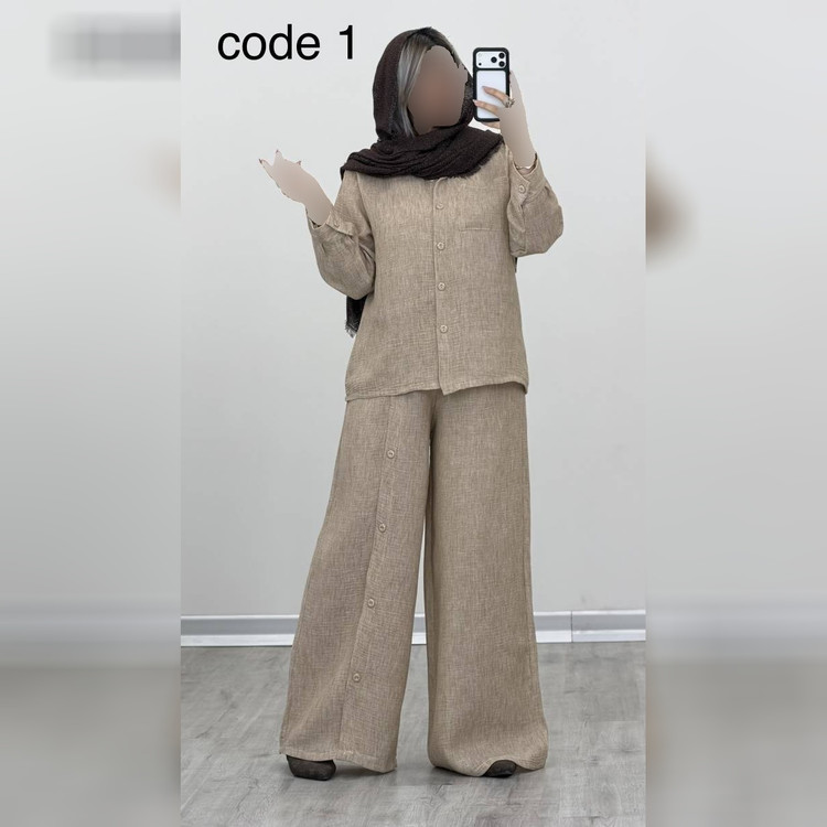 ست شومیز شلوار زنانه نورا جنس شانتون طرح سنگشور