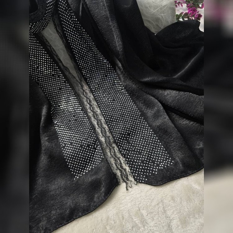 شال السا لب دانتل جنس کوپرا لب نگین و دانتل