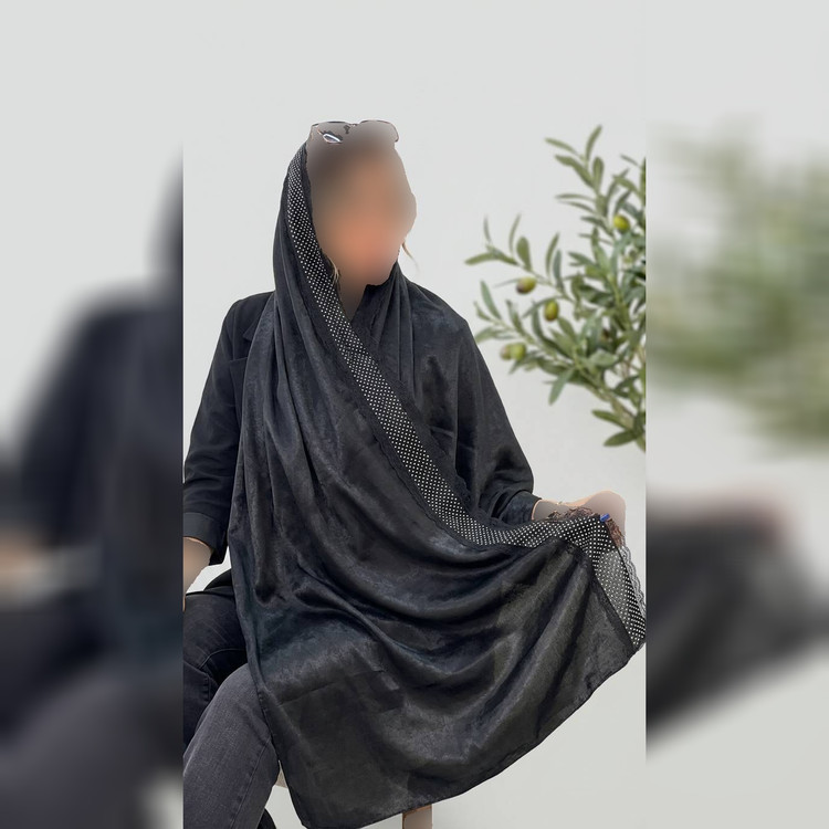 شال السا لب دانتل جنس کوپرا لب نگین و دانتل