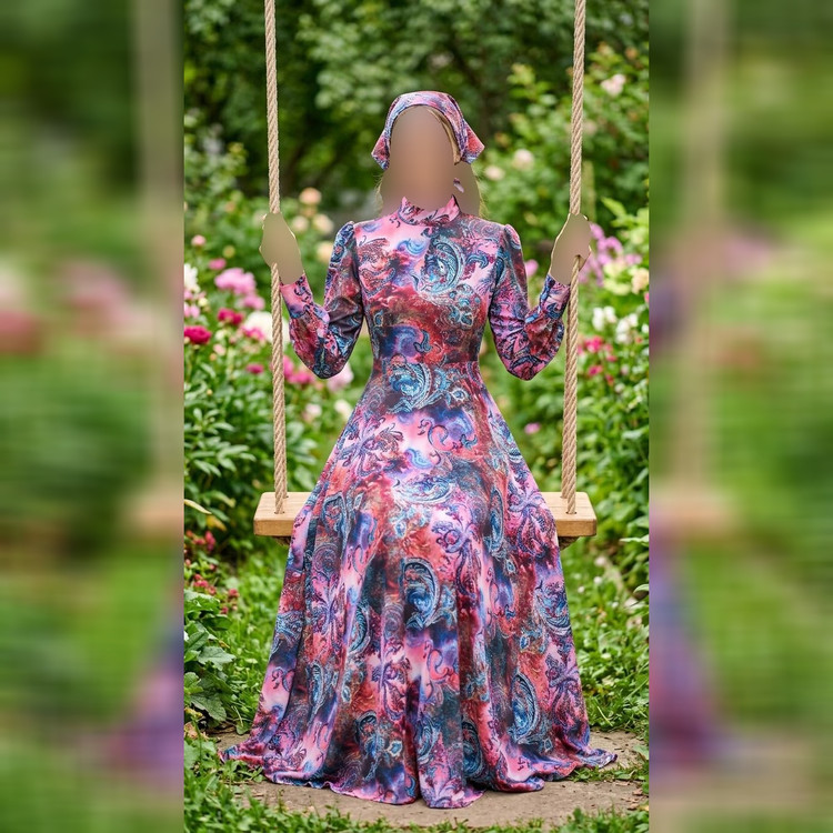 پیراهن زنانه ساحلی همراه با مینی اسکارف