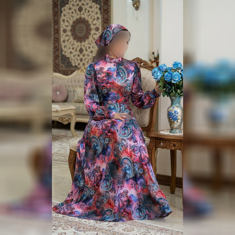 پیراهن زنانه ساحلی همراه با مینی اسکارف