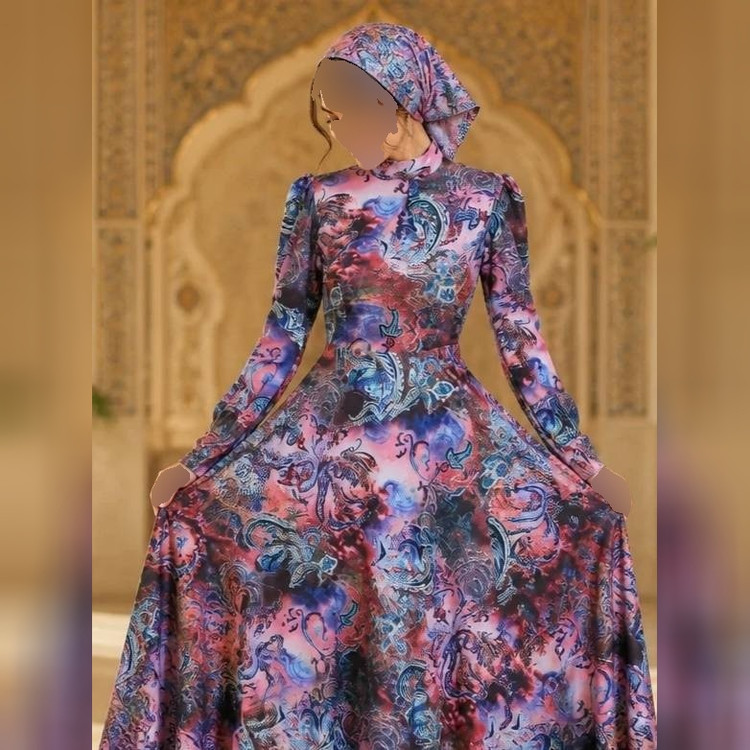 پیراهن زنانه ساحلی همراه با مینی اسکارف