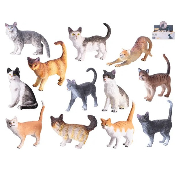 فیگور مدل گربه طرح PET کد CA952 ارتفاع 8 سانتیمتر مجموعه 12 عددی
