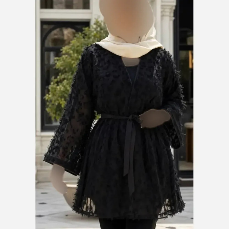 تونیک جلو باز طرح تهمینه جنس یاخما حریر ریش دار فری سایز