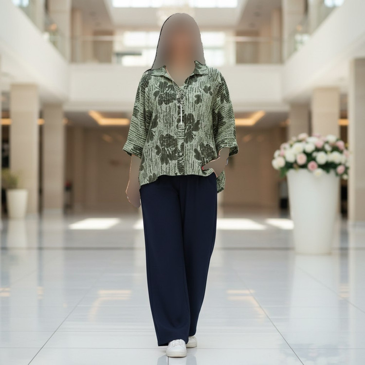 شومیز مانتویی زنانه مدل حلما جنس کاملس درجه یک فری سایز