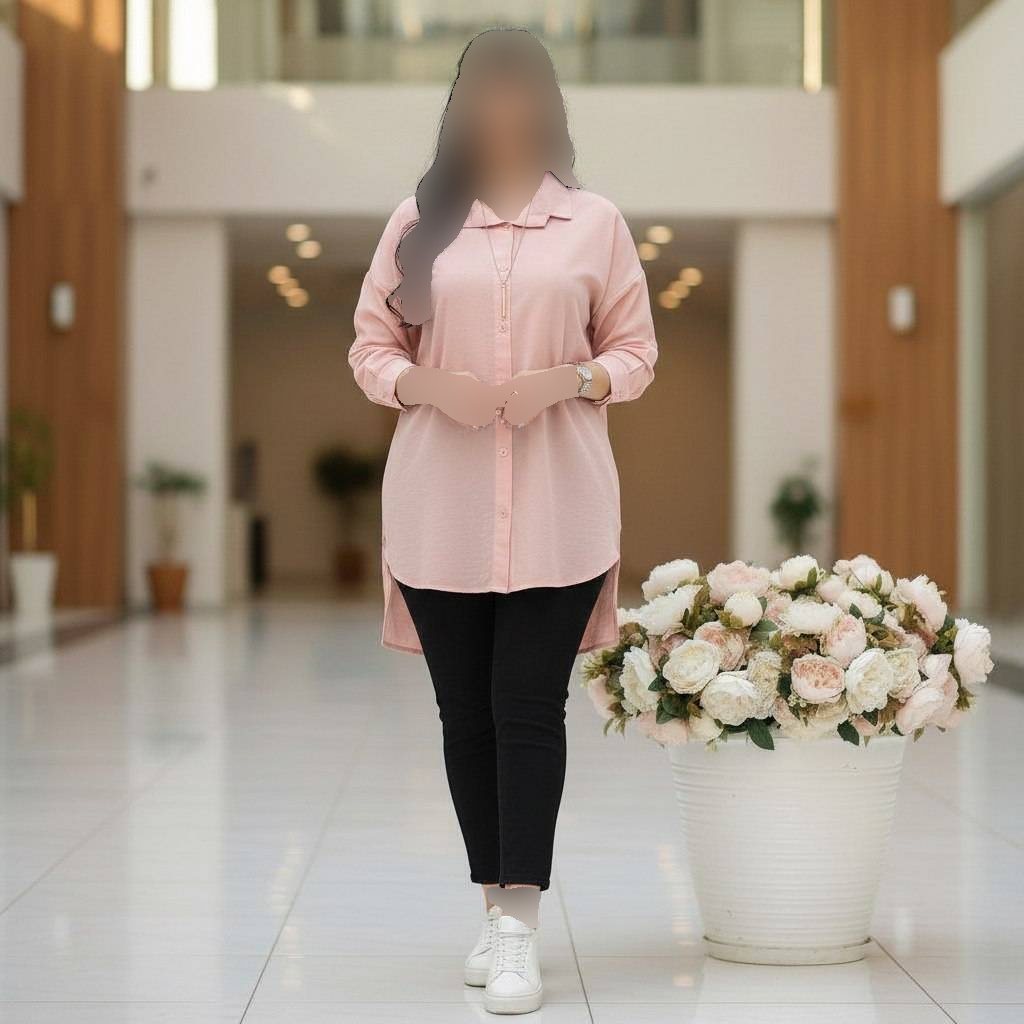 شومیز مانتویی زنانه مدل سلین جنس لنین پنبه درجه یک فری سایز - 13b9