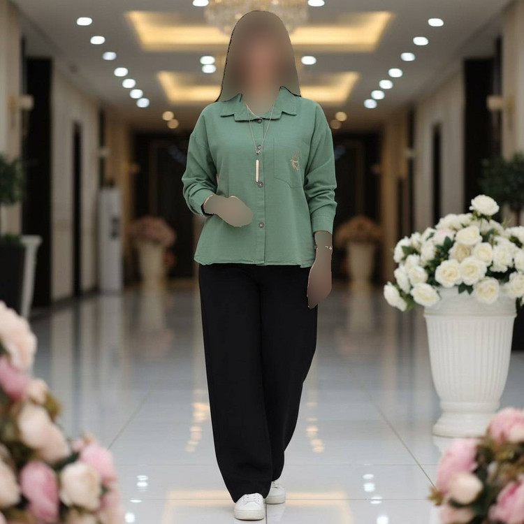 شومیز مانتویی زنانه مدل پروانه جنس لنین درجه یک فری سایز - 69ea