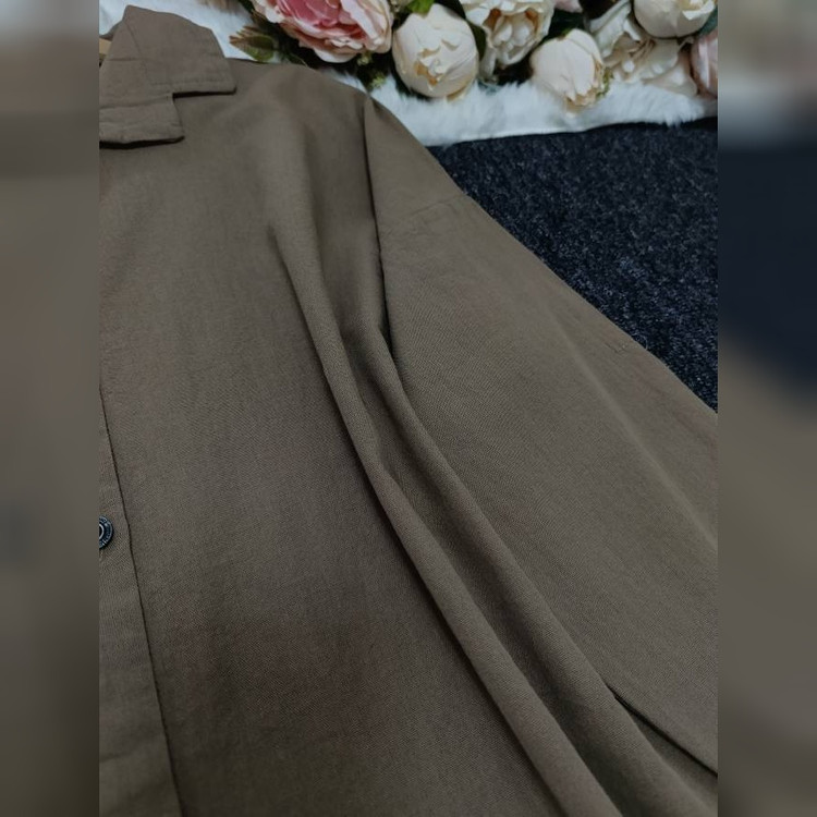 شومیز مانتویی زنانه مدل سلین جنس لنین پنبه درجه یک فری سایز