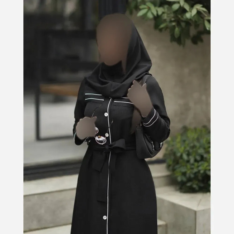مانتو بلند شانتون مغزی دوزی یقه گرد جلو دکمه دار زنانه و دخترانه