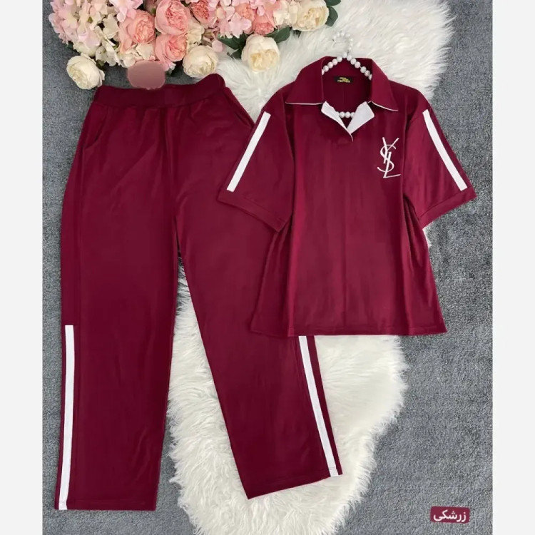 ست دو تیکه تیشرت و شلوار بگ زنانه جنس گلکسی نخ پنبه فری سایز تا 48 (2)