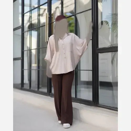 شومیز زنانه آستین پانچو مدل رابو پارچه لیوسل سایز بزرگ