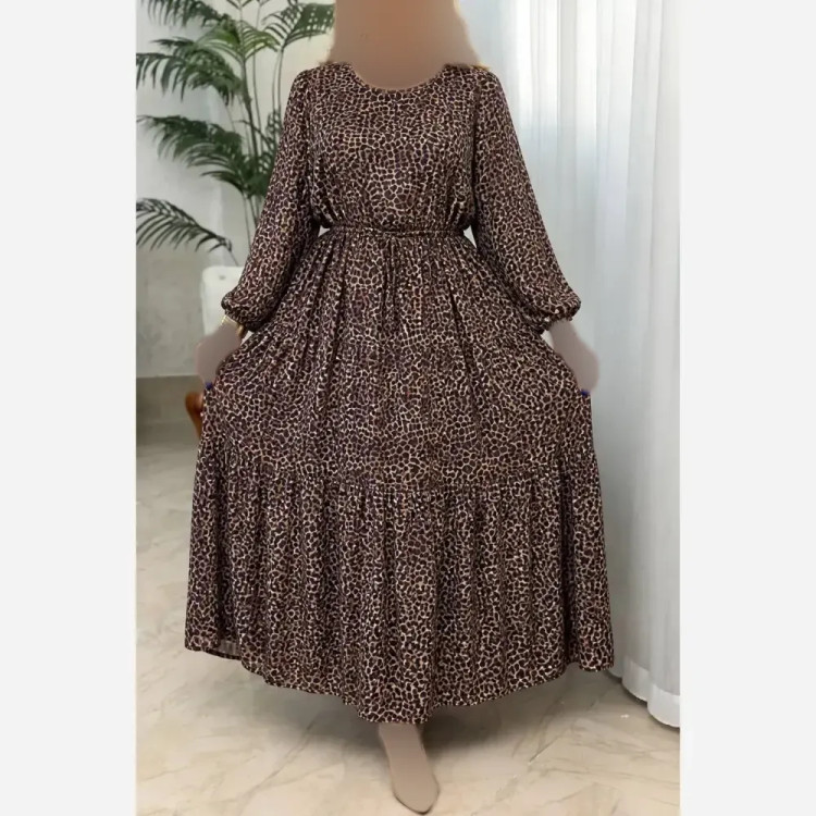 پیراهن ساحلی زنانه طرح پلنگی جنس بوگاتی سایز 38 تا 46