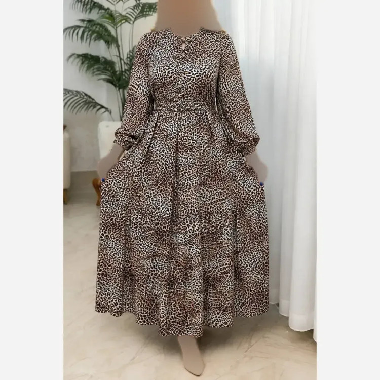 پیراهن ساحلی زنانه طرح پلنگی جنس بوگاتی سایز 38 تا 46