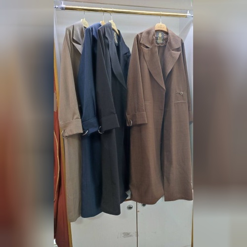 مانتو بلند شانتون پشت دکمه دار کد 2229