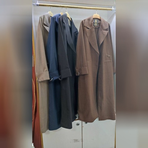 مانتو بلند شانتون پشت دکمه دار کد 2229