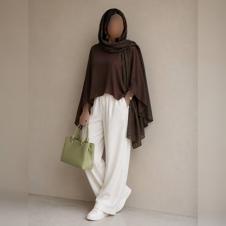 مانتو پانچو و شلوار زنانه مدل رهام لاکچری