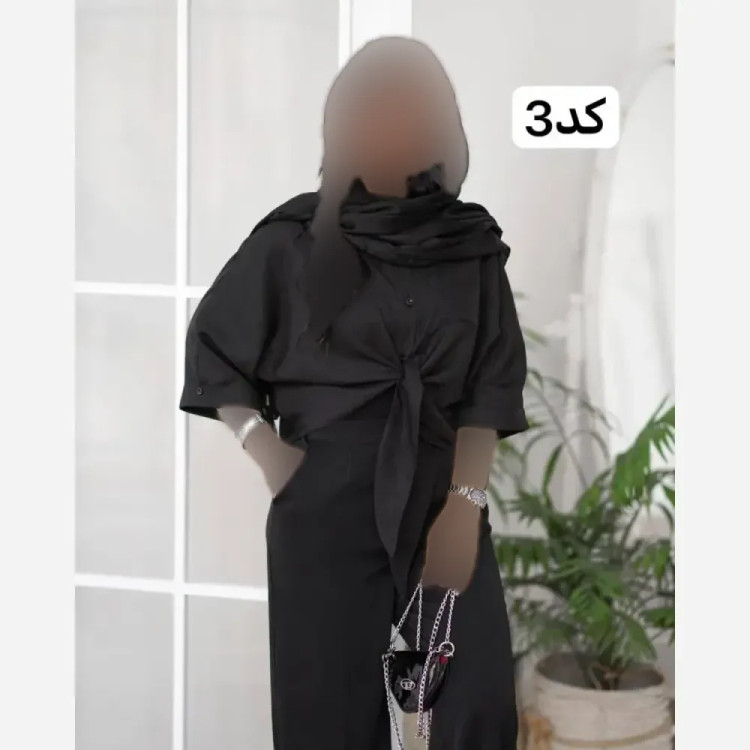 شومیز زنانه مدل گره ای جنس الیزه مشکی فری سایز 36 تا 46