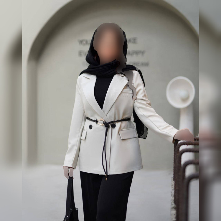 کت زنانه اسپرت کمربند دار چرمی مدل پالیزی