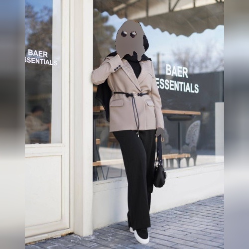 کت زنانه اسپرت کمربند دار چرمی مدل پالیزی