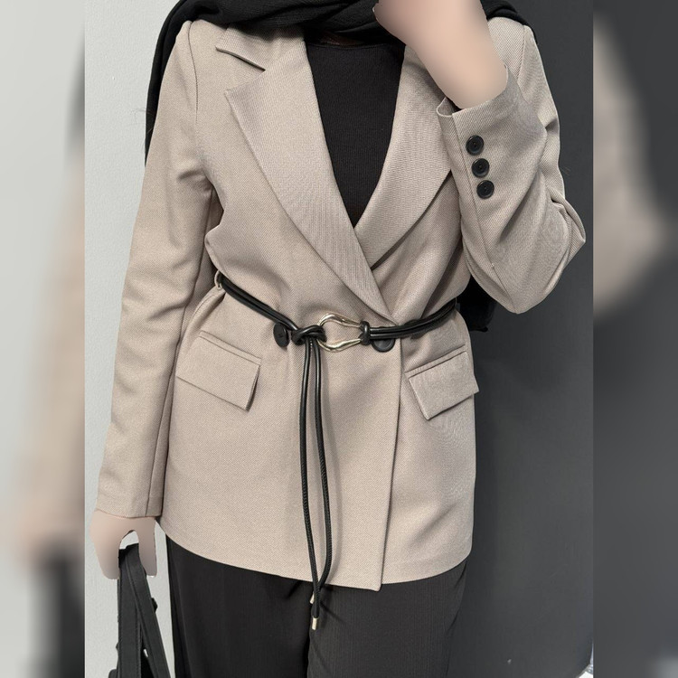 کت زنانه اسپرت کمربند دار چرمی مدل پالیزی
