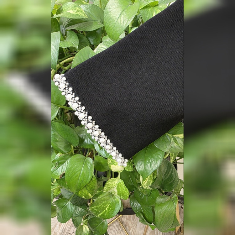 مانتو کتی مجلسی مشکی سنگ دوزی بدون چروک پذیری مدل رسپینا